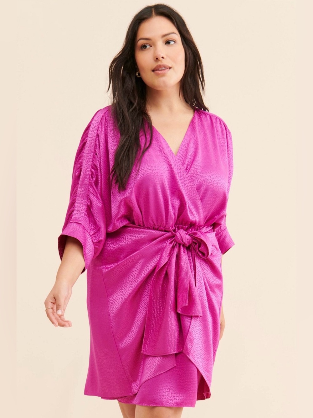 Callahan Sami Pink Satin Wrap Dress Size 1X
